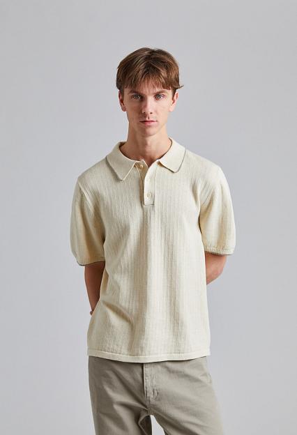 Filippa K Linen Cotton Knit Polo Cream White